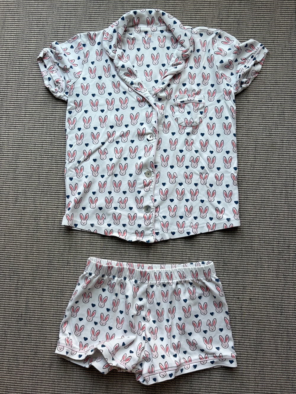 Roller Rabbit White and Pink Bunny Short Pajama Set